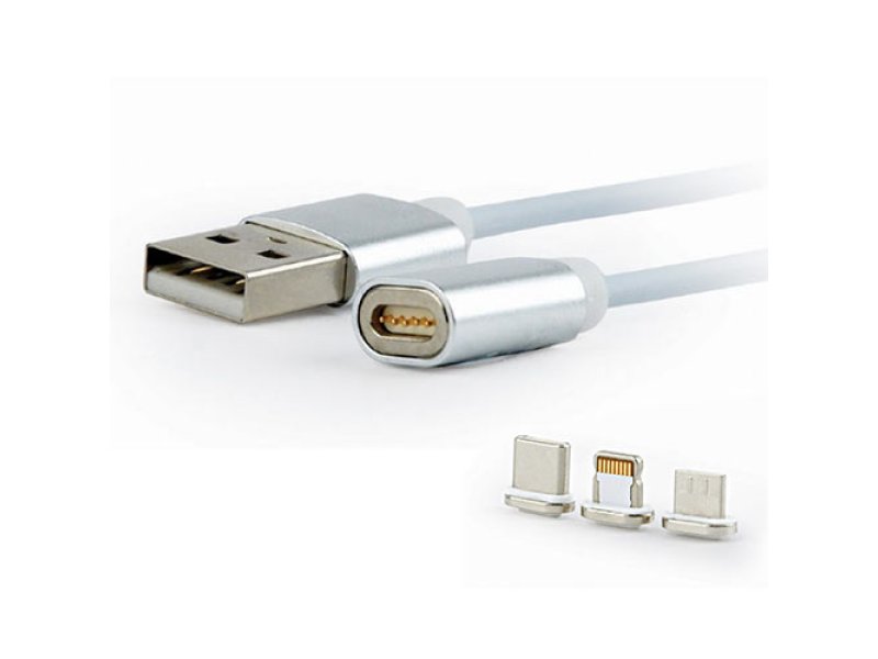 CABLEXPERT Μαγνητικό Καλώδιο 3 in 1 USB Charging Combo Cable - Silver 1m 0014788