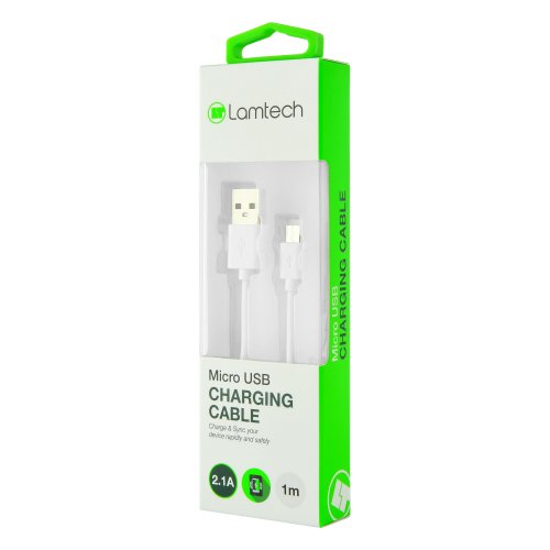 LAMTECH LAM440986 DATACABLE MICRO USB 1m για Android, Smartphones & Tables White 0014612