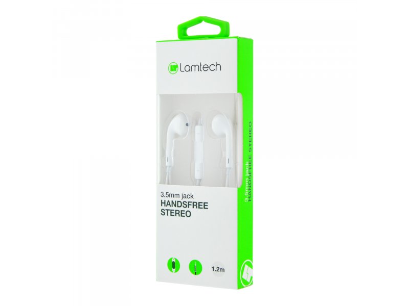 LAMTECH LAM020663 Handsfree Stereo 3,5mm Jack With Mic White 0017173