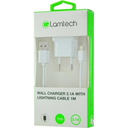LAMTECH LAM020182 Wall Charger 2.1A With Lightning Cable 1m White 0017419